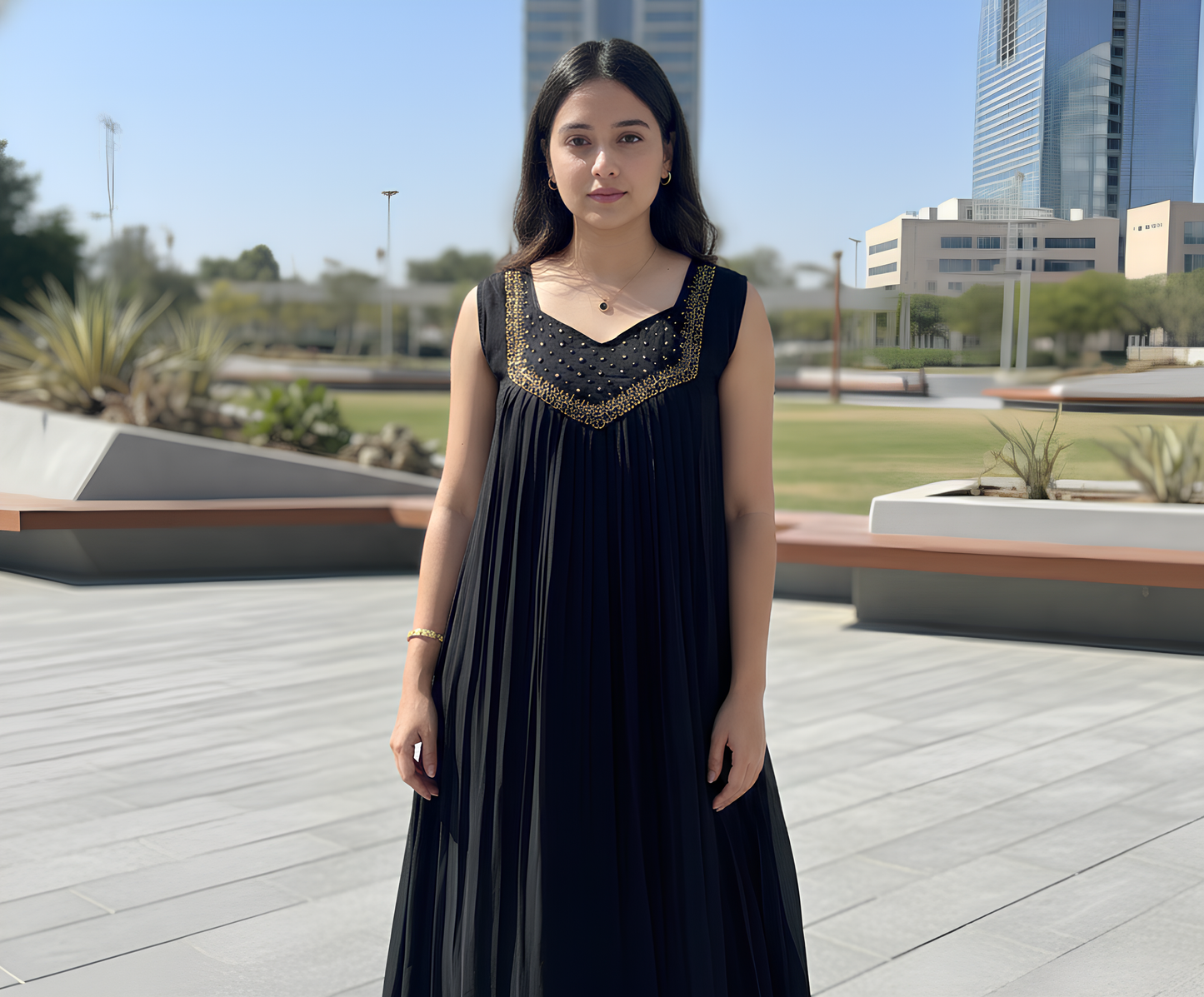 Black Georgette A-Line Kurti