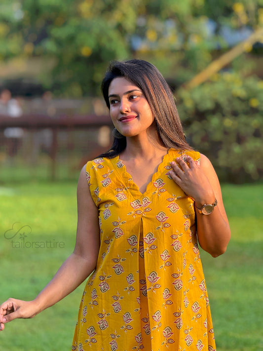Mustard Yellow Cotton Kurti