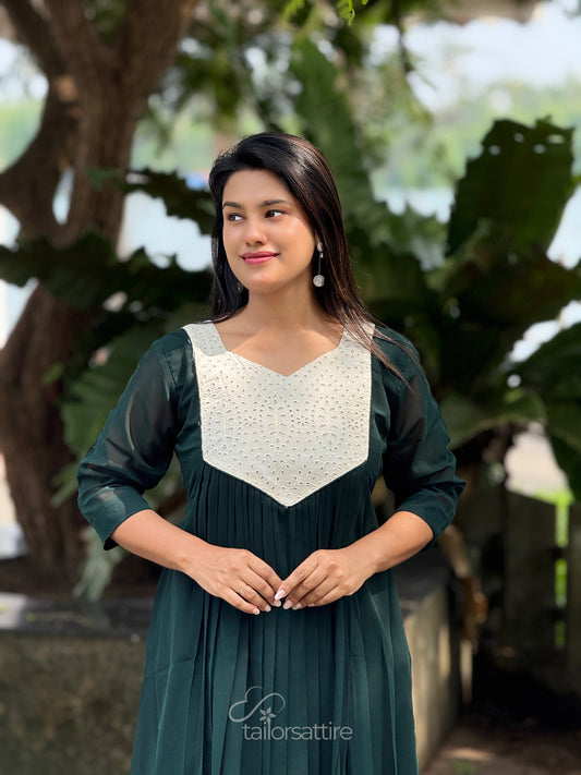 Dark Green Georgette Kurti