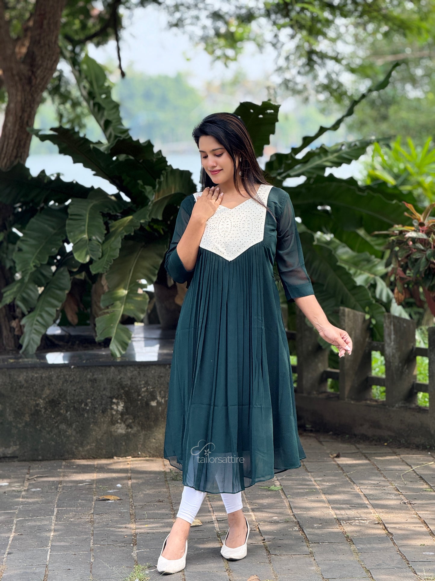 Dark Green Georgette Kurti