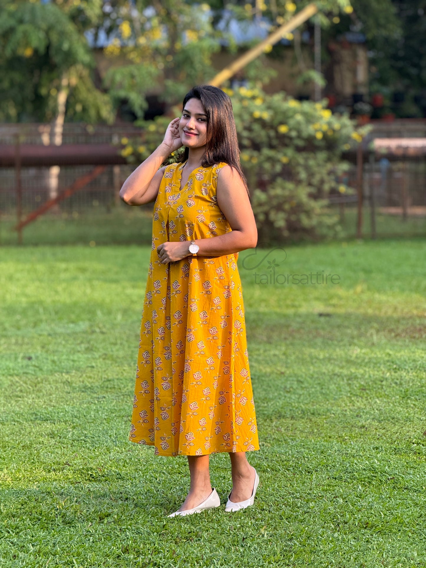Mustard Yellow Cotton Kurti