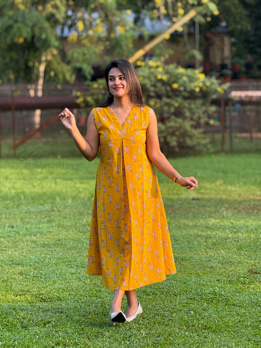 Mustard Yellow Cotton Kurti